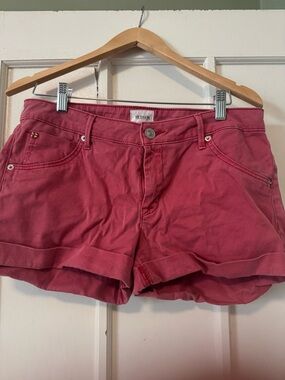 Hudson Jeans Women's Red Rolled Hem Cotton Shorts